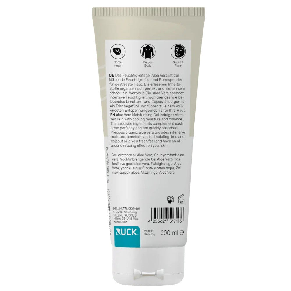 PECLAVUS Feuchtigkeitsgel Aloe Vera , 100ml, Tube Rückseite