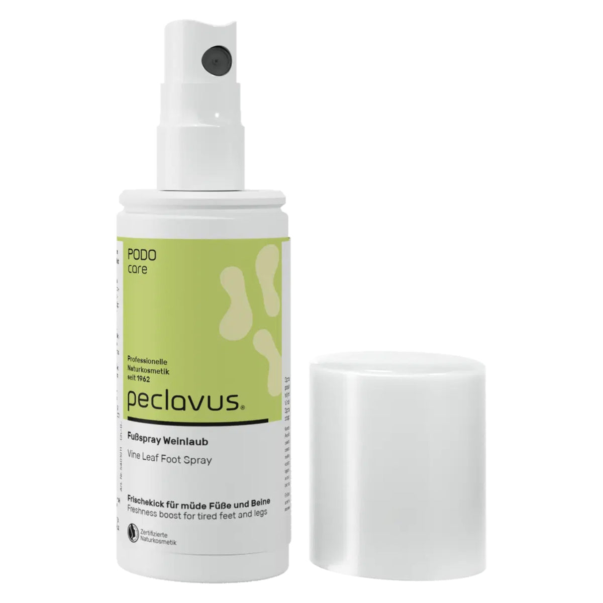 PECLAVUS peclavus PODOcare Fußspray Weinlaub – für Füße und Beine, 150ml, Sprühflasche offen