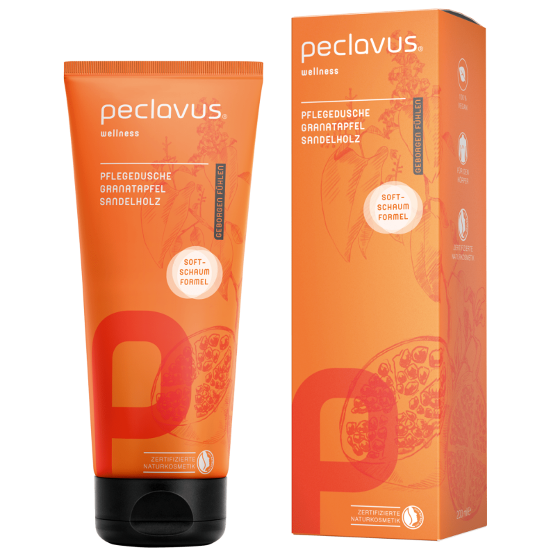 PECLAVUS Pflegedusche Granatapfel Sandelholz , 200ml, Tube und Umkarton