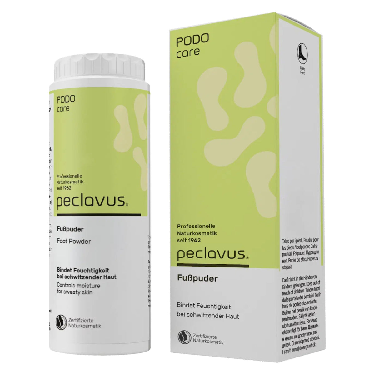 PECLAVUS PODOcare Fußpuder, – für schwitzende Haut, 70g, Dose und Umkarton
