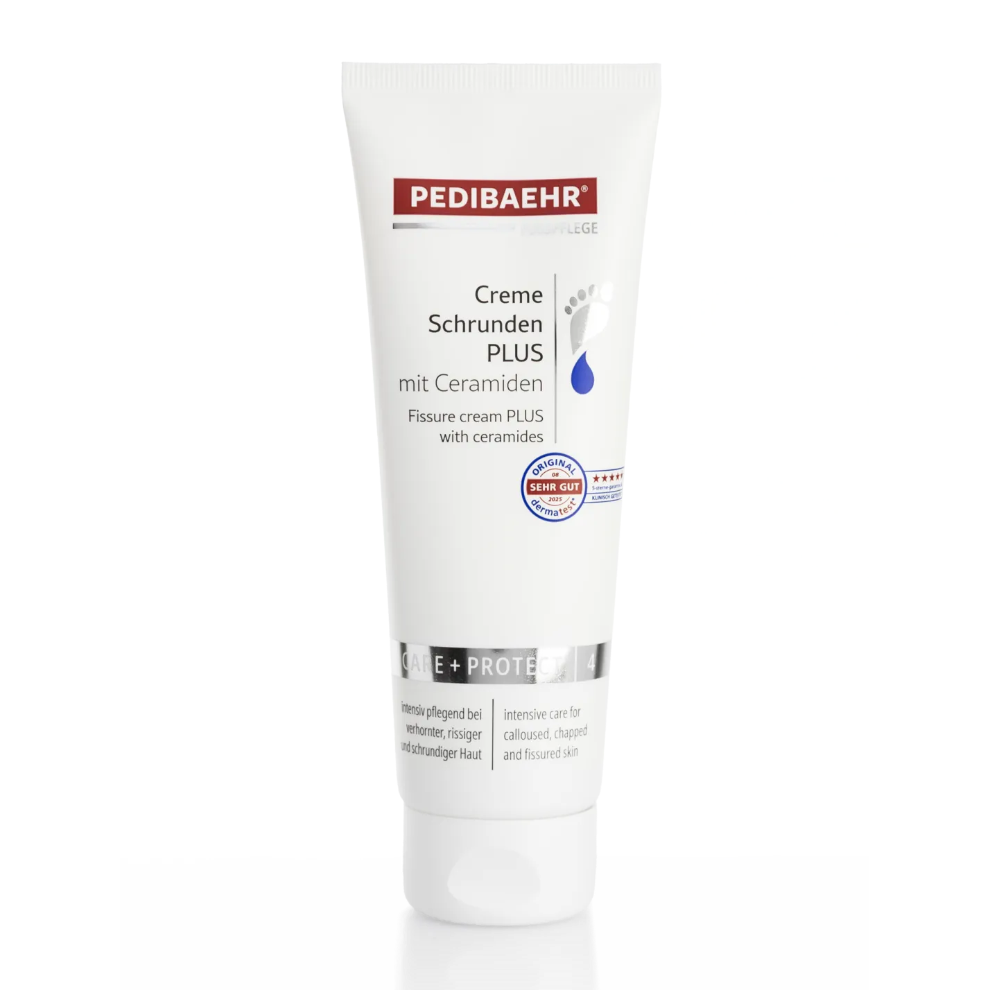PEDIBAEHR Creme Schrunden PLUS mit Ceramiden  – für rissige Fußhaut, 125ml, Tube 
