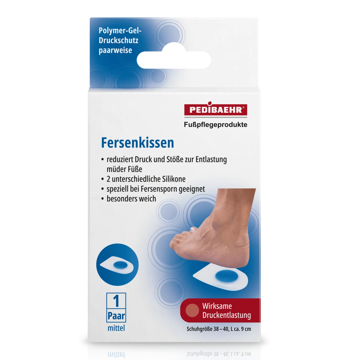PEDIBAEHR Gel-Fersenkissen, 1 Paar, Größe M Verpackung
