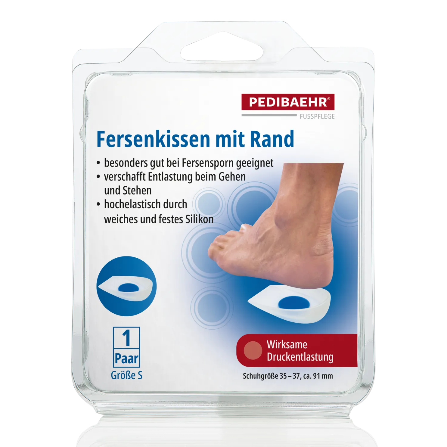 PEDIBAEHR Gel-Fersenkissen mit Rand , 1 Paar, Größe S Verpackung