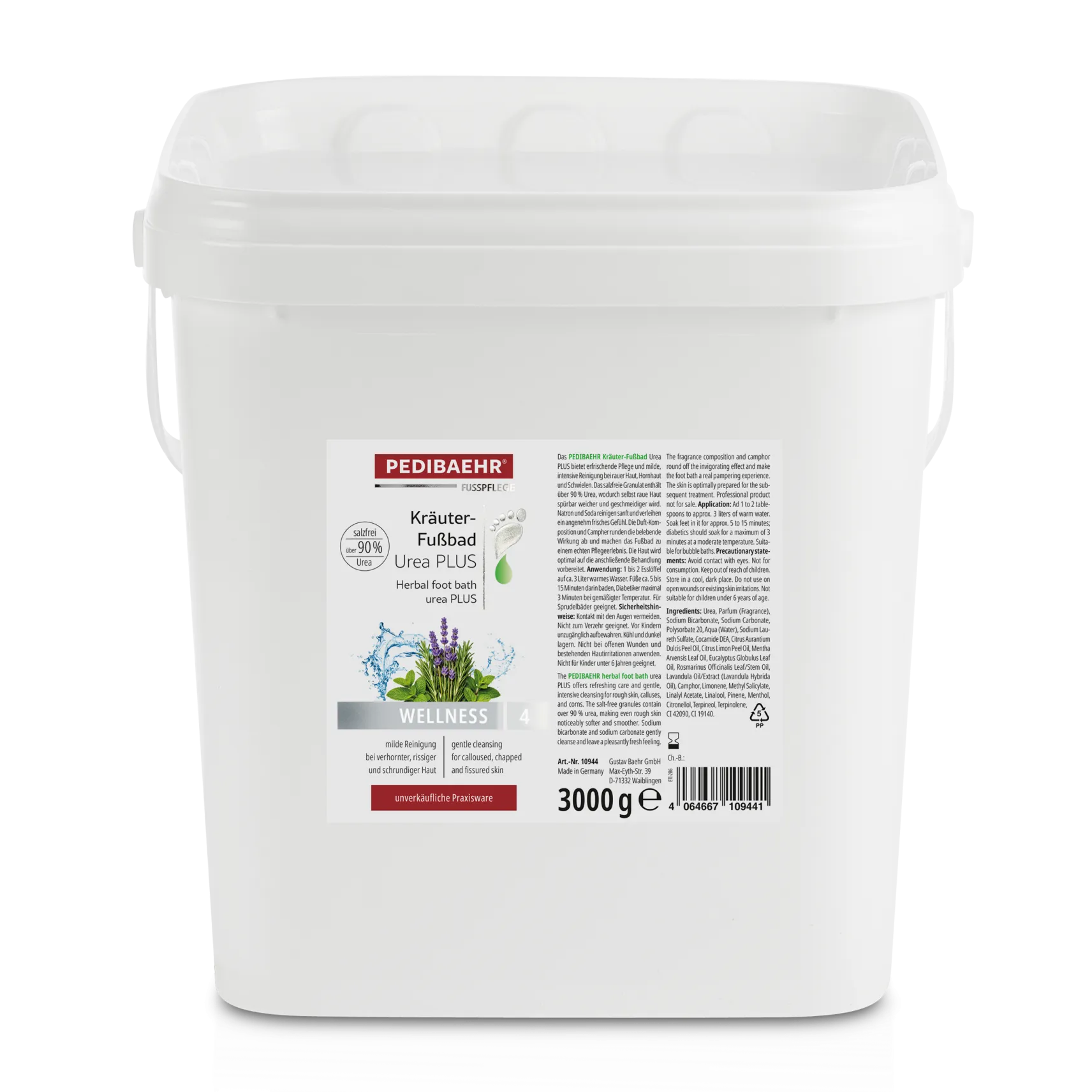PEDIBAEHR Kräuter-Fußbad Urea PLUS – gegen Hornhaut, 3kg, Eimer