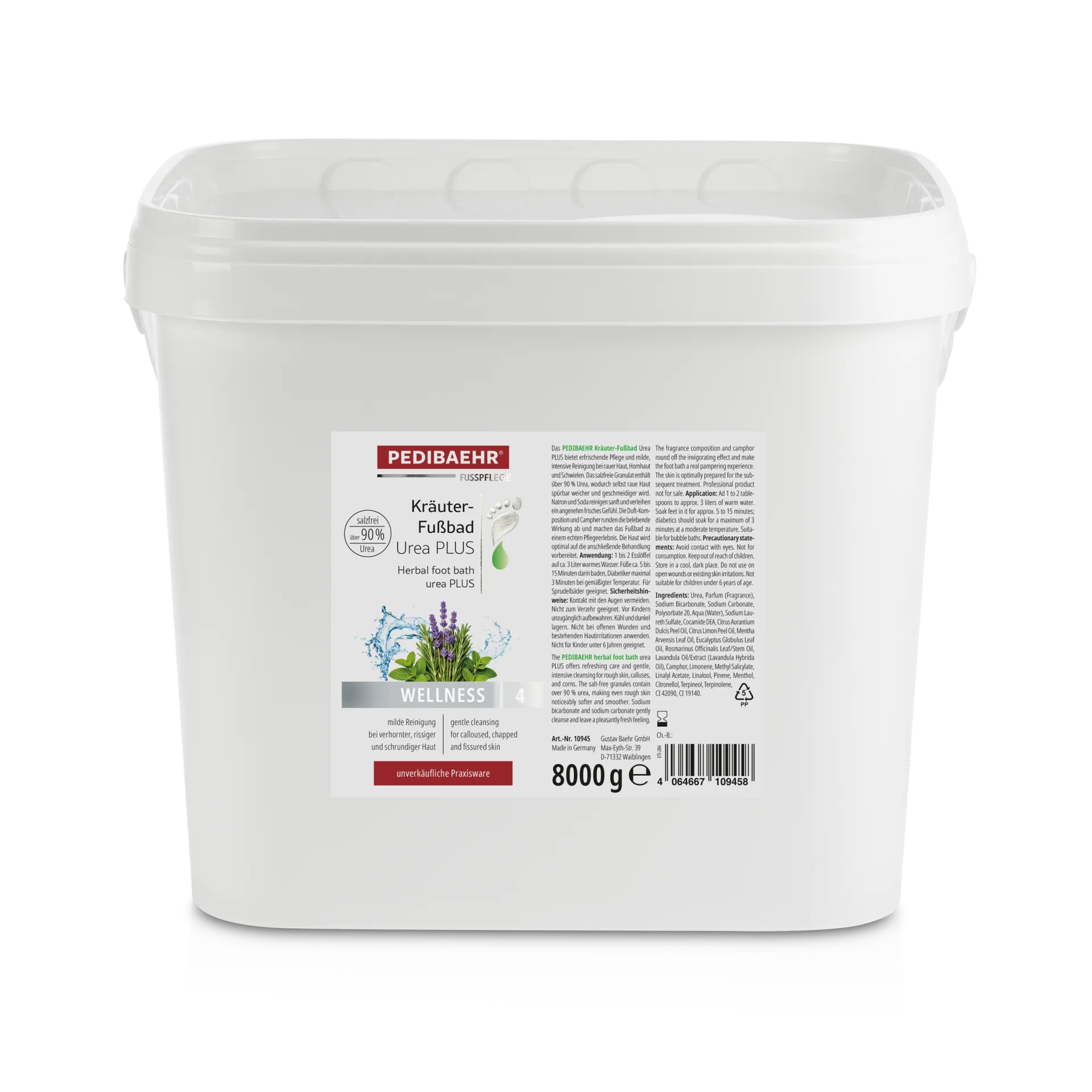 PEDIBAEHR Kräuter-Fußbad Urea PLUS – gegen Hornhaut, 8kg, Eimer