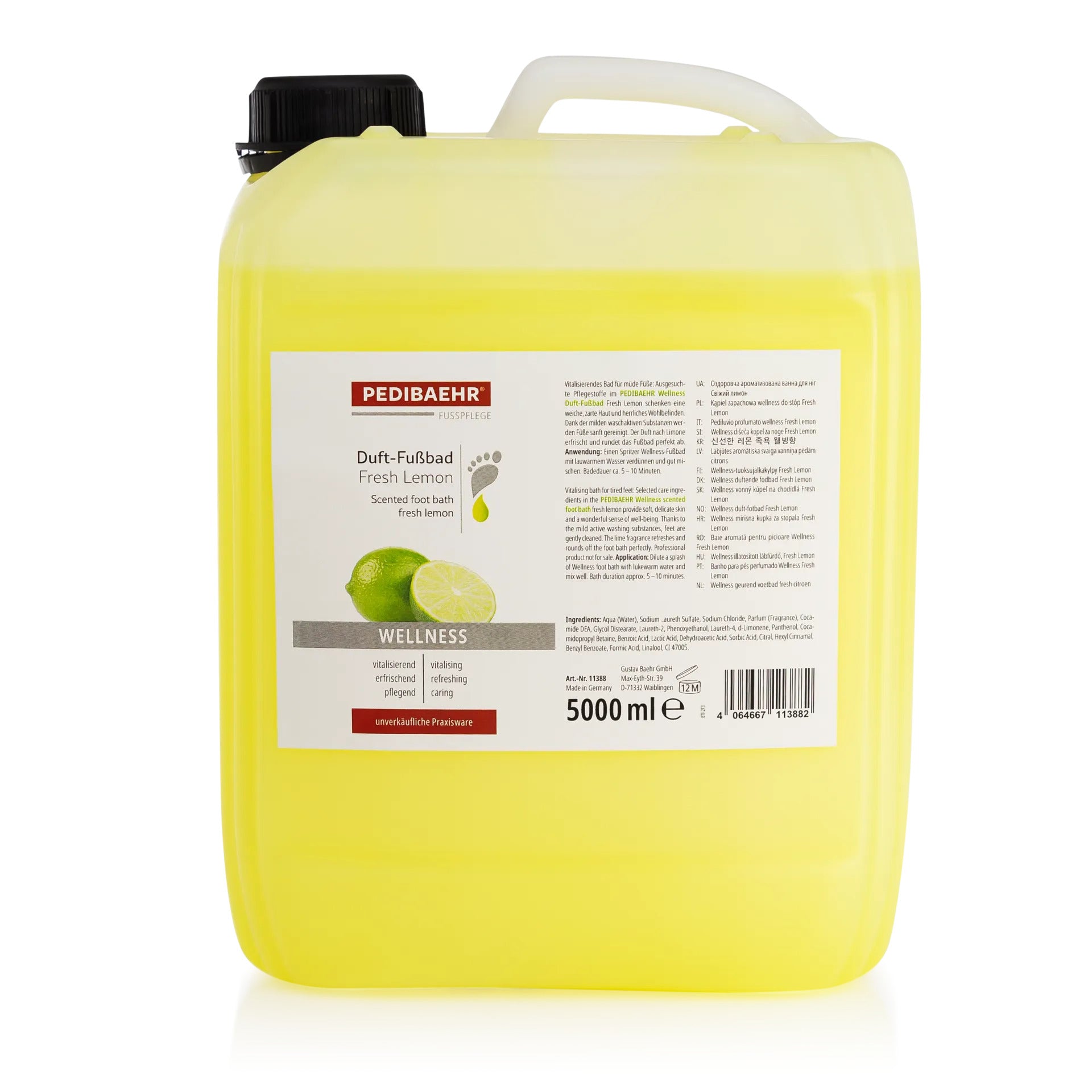 PEDIBAEHR Wellness Duft-Fußbad Fresh Lemon – erfrischende Fußpflege, 5 Liter, Kanister