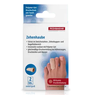 PEDIBAEHR Zehenhaube mittel – Druckschutz für Zehen & Nagelfalz, 2stk, Umkarton