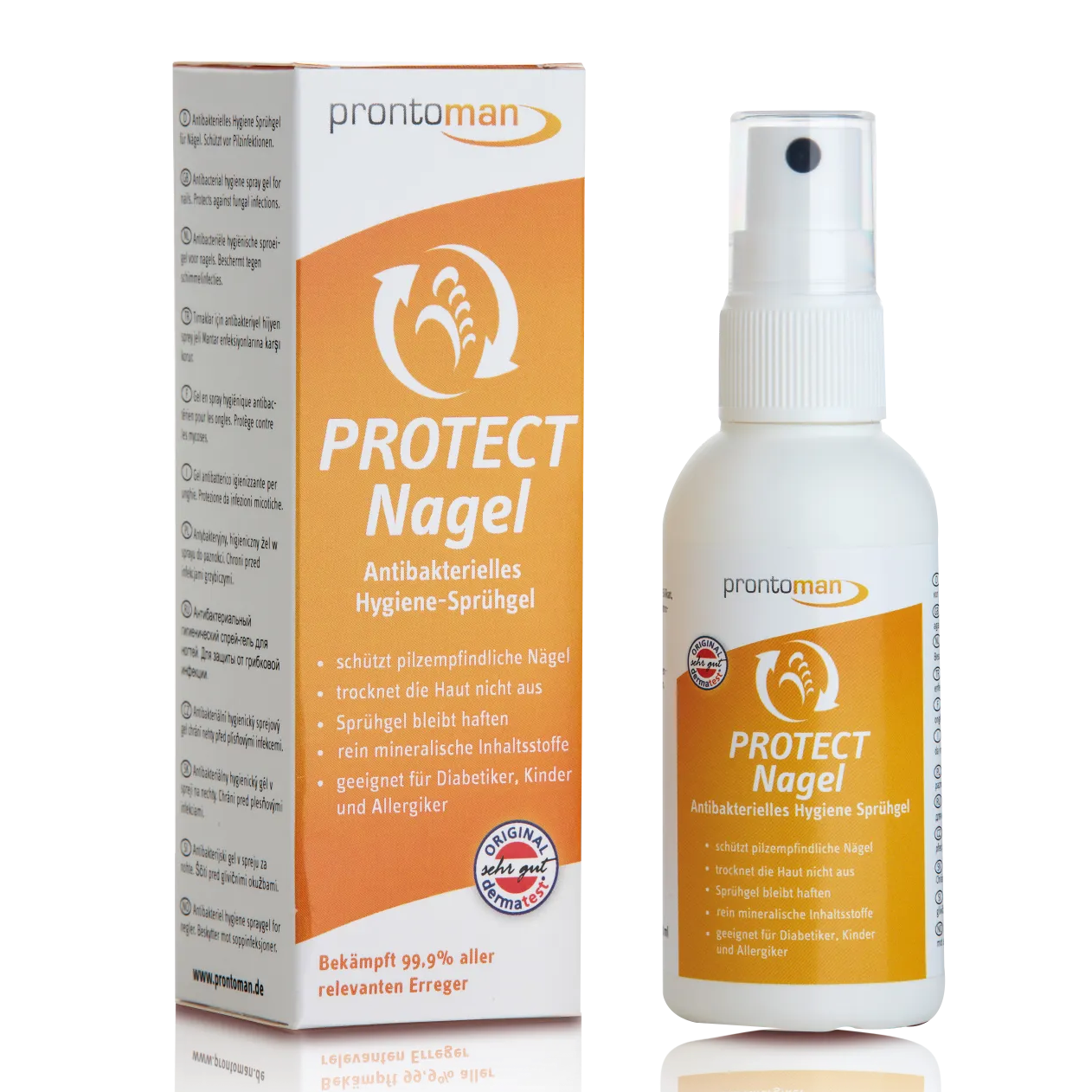 PRONTOMAN Protect Nagel Sprühgel  – antibakterielles Hygienespray , 50ml
