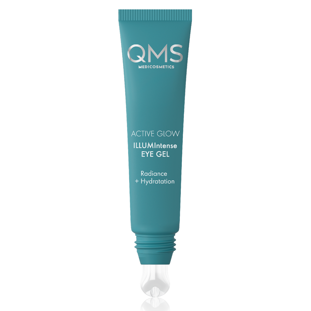 QMS Active Glow ILLUMIntense Eye Gel  – gegen Augenringe, 15ml, Tube offen mit Applikator