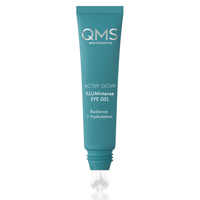 QMS Active Glow ILLUMIntense Eye Gel  – gegen Augenringe, 15ml, Tube offen mit Applikator