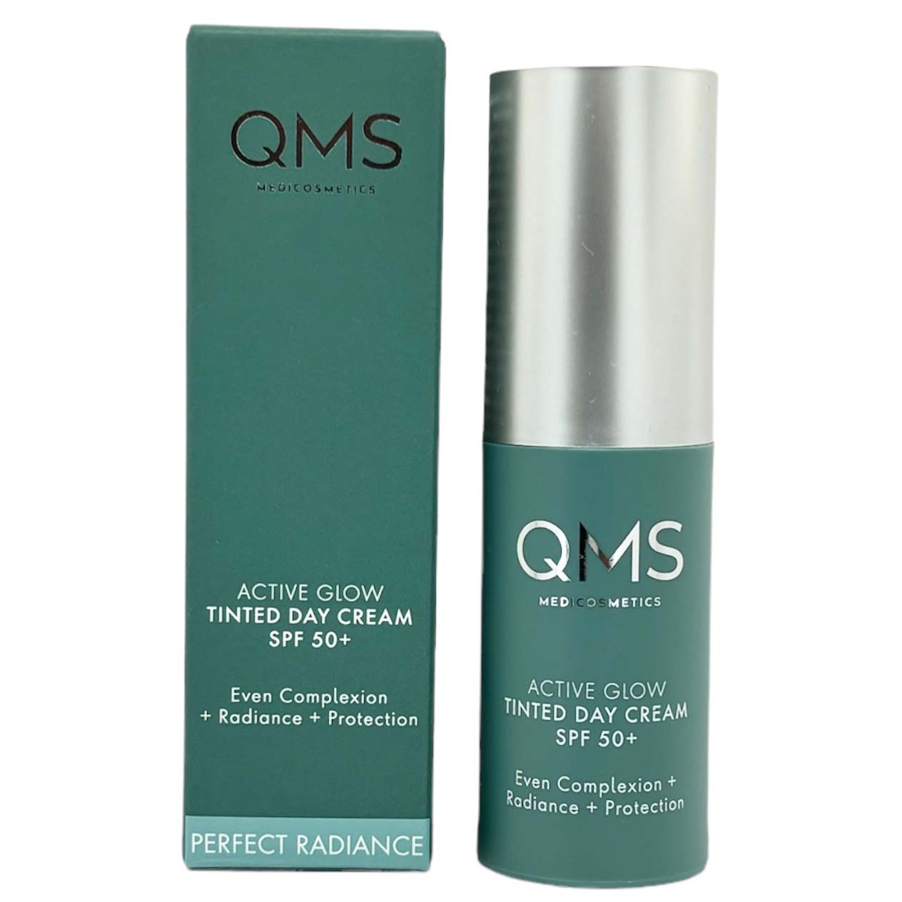 QMS Active Glow SPF50+ Tinted Day Cream, 10ml, Spender und Umkarton