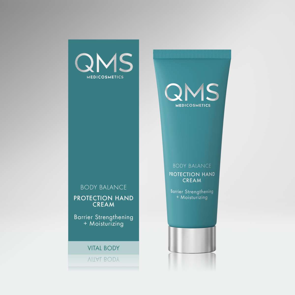 QMS BODY BALANCE Protection Hand Cream  – Anti-Aging Handpflege, 75ml, Tube und Umkarton