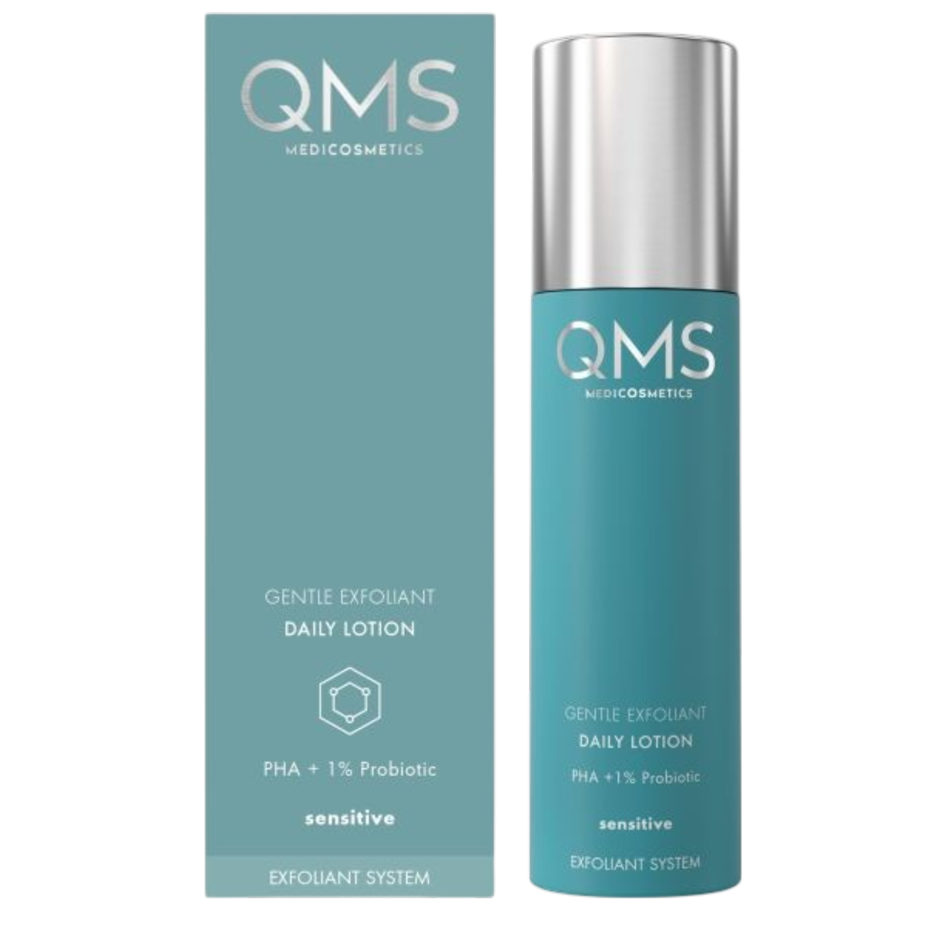 QMS Gentle Exfoliating Daily Lotion Sensitive – sanft exfolierende Lotion für sensible Haut, 200ml, Umkarton und Spender