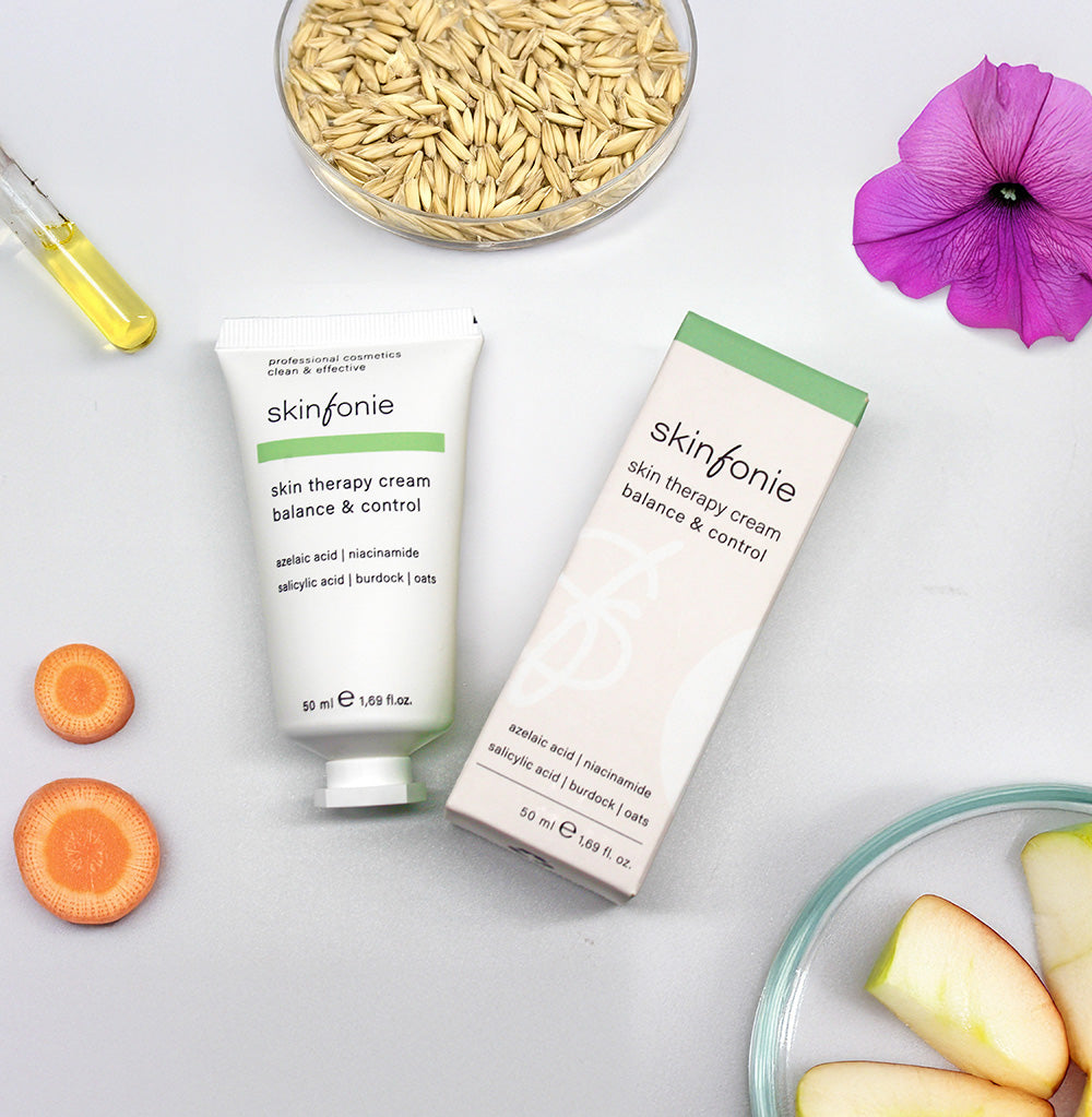 SKINFONIE skin therapy cream balance & control  – klärende Gesichtscreme, 50ml, Tube und Umkarton