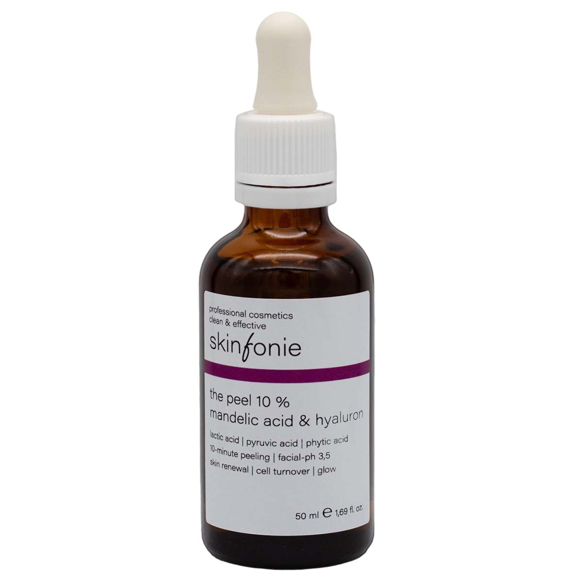 SKINFONIE the peel 10 % mandelic acid & hyaluron  – AHA-Peeling, 50ml, Pippetenflasche