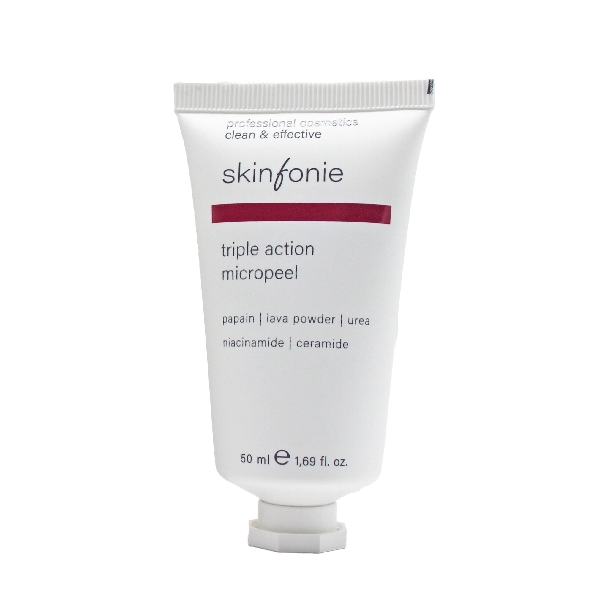 SKINFONIE triple action micropeel – 3-fach-Peeling mit Enzymen, Vulkanerde & AHA, 50ml, Tube