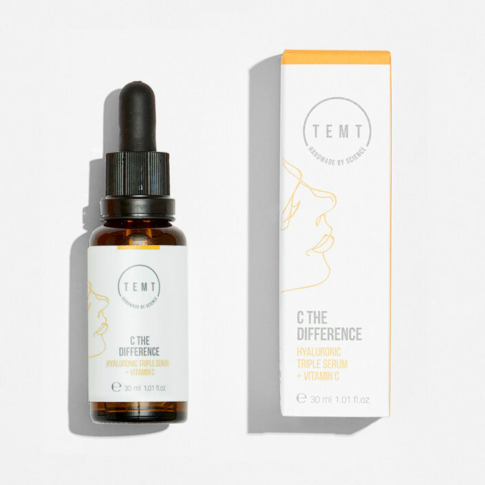 TEMT C the Difference  – Hyaluronic Triple Serum + Vitamin C, 30ml, Pippetenflasche und Umkarton