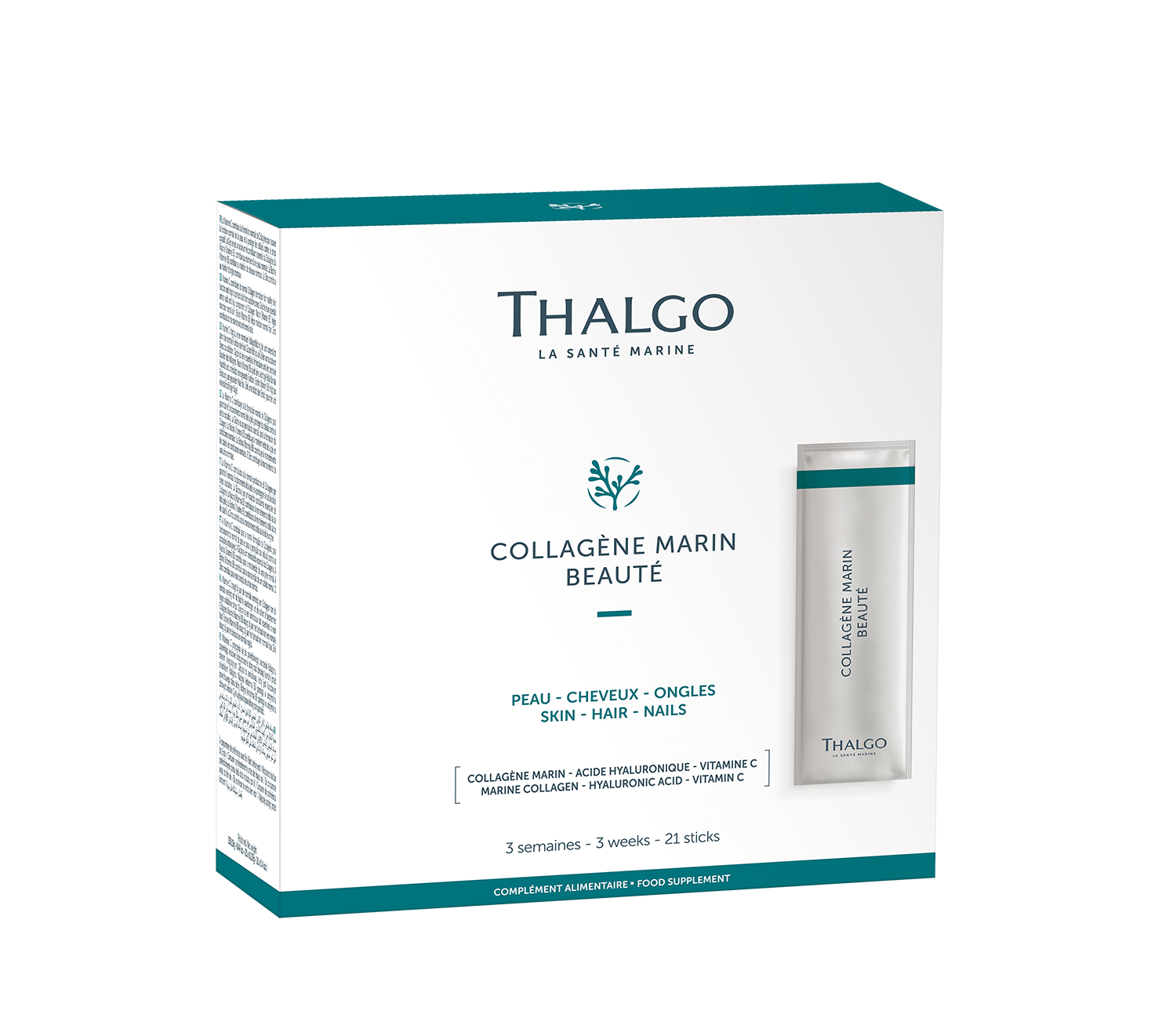 THALGO Beauty Collagène  – Nahrungsergänzung, 21 Portionssticks, Umkarton Seitenansicht