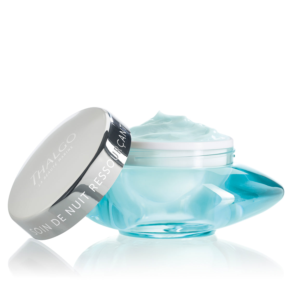 THALGO Source Marine - Soin de Nuit Ressourcant - Revitalisierende Nachtcreme  – für feuchtigkeitsarme Haut, 50ml, Tiegel offen