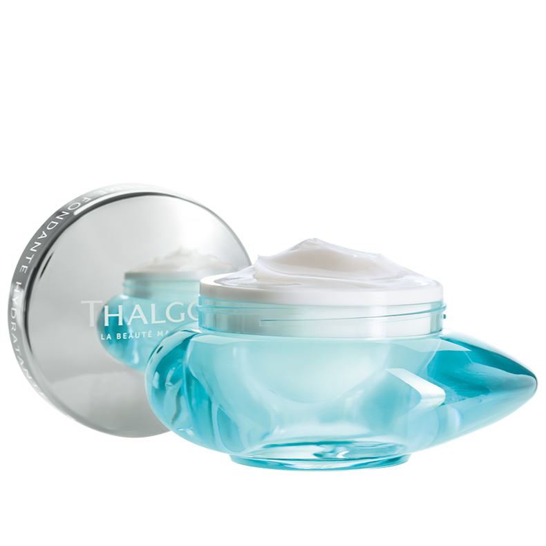 THALGO Source Marine - Zartschmelzende Feuchtigkeitscreme , 50ml, Tiegel offen Frontansicht