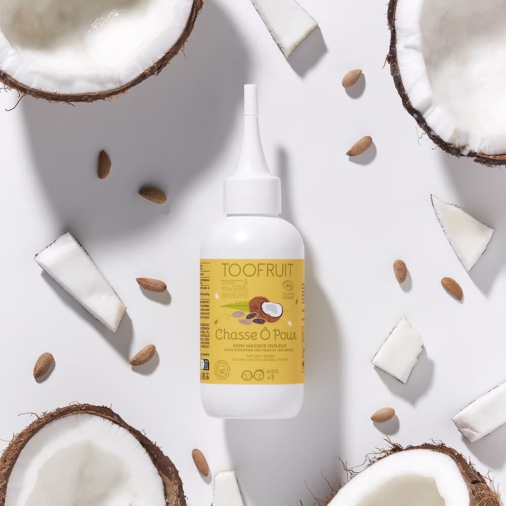 TOOFRUIT Chasse Ô Poux Anti-Läuse Behandlung, 125ml, Flasche mit Kokosnüssen