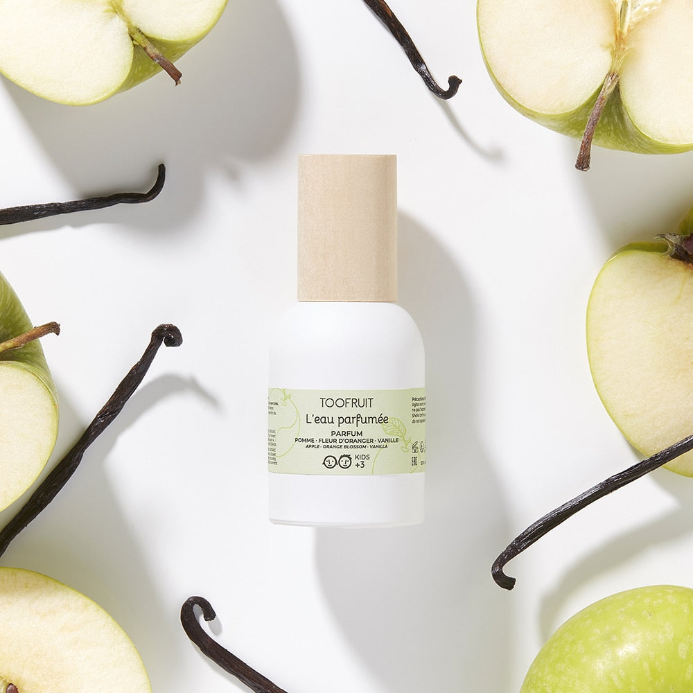 TOOFRUIT Duftessenz  – Apfel-Orangenblüte-Vanille , 30ml, Flacon mit Vanillestangen und Äpfen