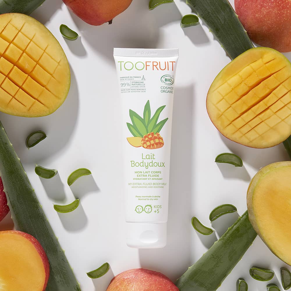 TOOFRUIT Körpermilch  – 150ml, Tube mit Aloe Vera und Mangos