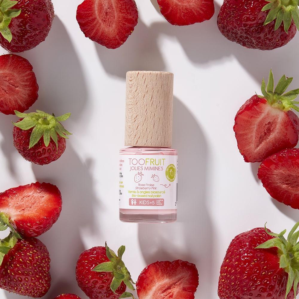 TOOFRUIT Nagellack Erdbeere , 10ml, Pinselflasche mit Erdbeeren