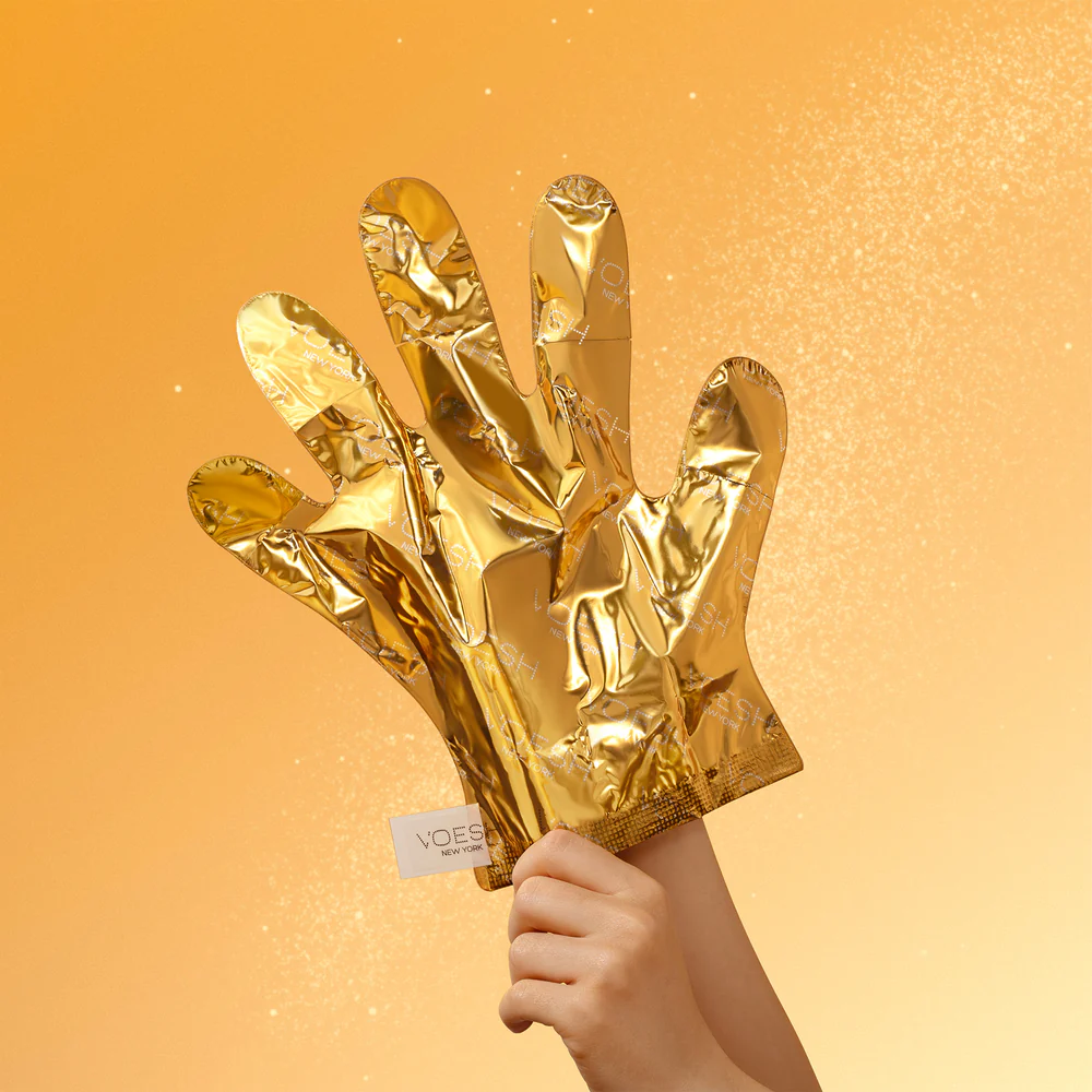 VOESH Collagen Gloves Imperial Gold – luxuriöse Handmaske mit Kollagen, 1 Paar, Anwendung Handschuh