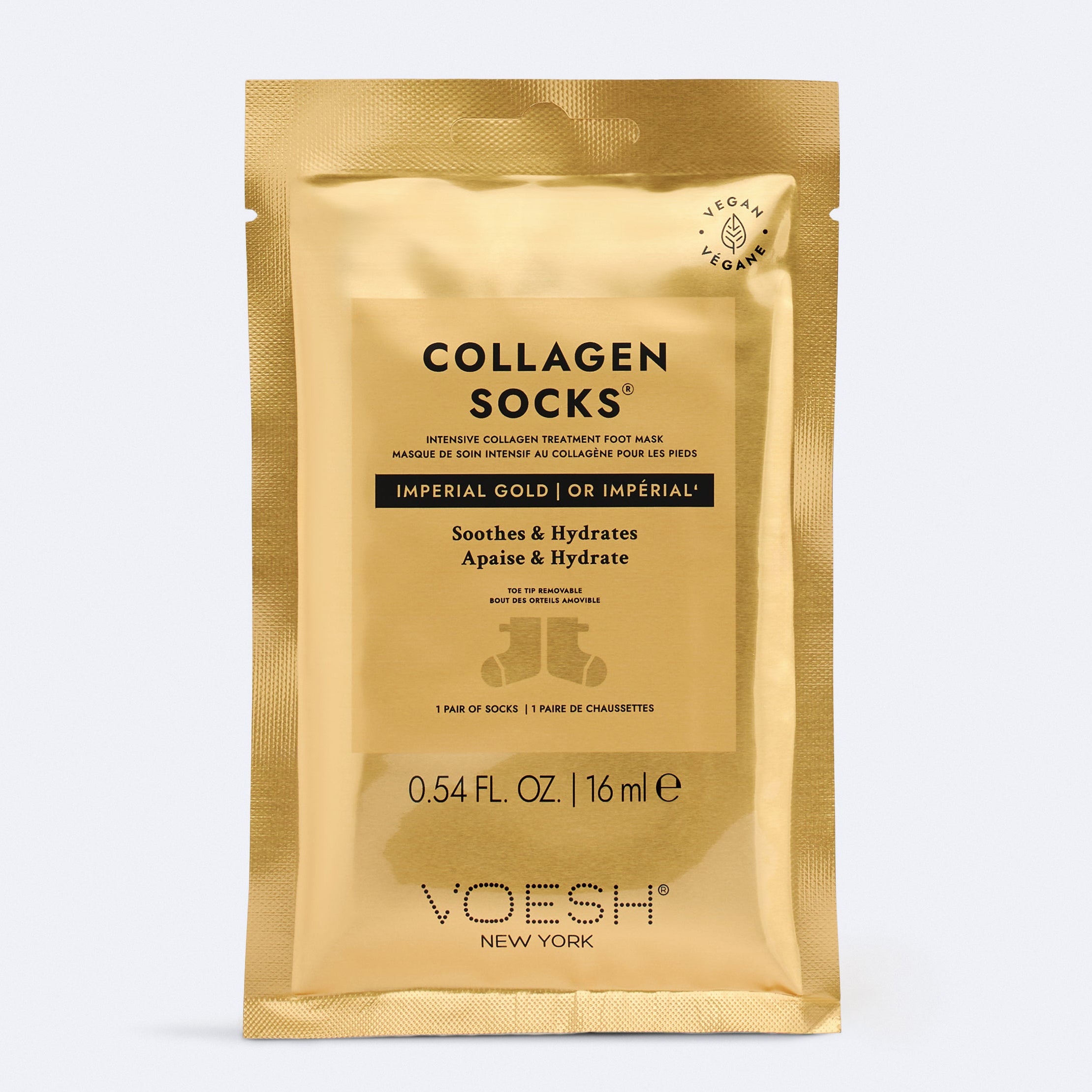 VOESH Collagen Socks Imperial Gold – luxuriöse Fußmaske mit Kollagen, 1 Paar, Verpackung