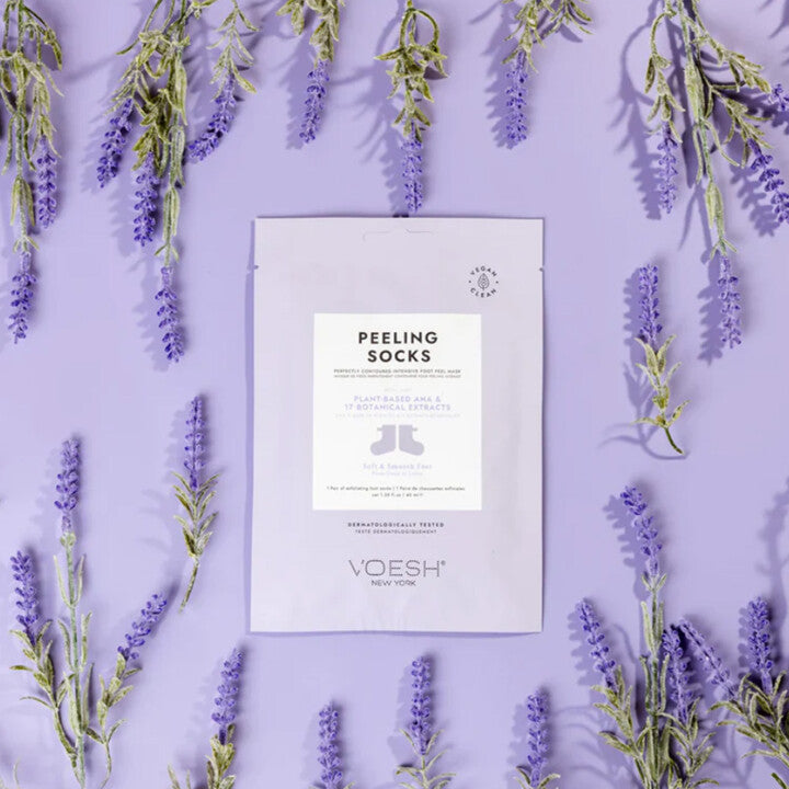 VOESH Peeling Socks – 1Paar, Sachet mit Lavendelblüten