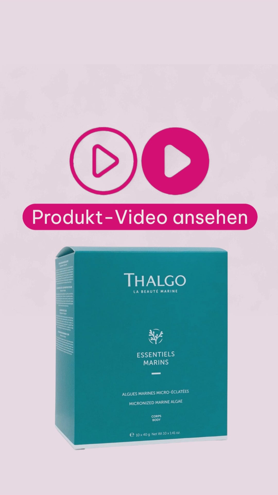 Marco von der Beautymanufactur erklärt die Thalgo Marine Essentials Mikropulverisierten Meeresalgen aus Fucus, Laminaria und Lithothamnium zur Anwendung als Bad oder Körperpackung.