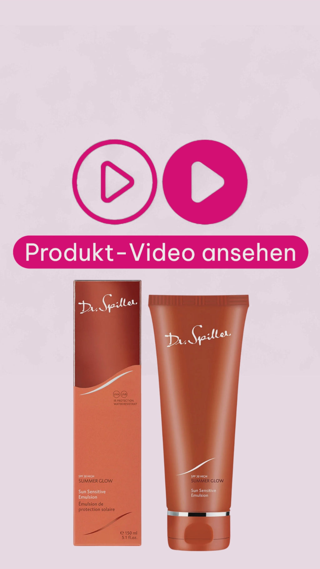 Marco von der Beautymanufactur erklärt die Dr. Spiller Summer Glow Sun Sensitive Emulsion SPF 30. Die leichte, wasserfeste Emulsion schützt empfindliche Haut vor UVA-, UVB- und Infrarotstrahlung und pflegt sie mit Aloe Vera, Panthenol, Allantoin und Vitamin E.