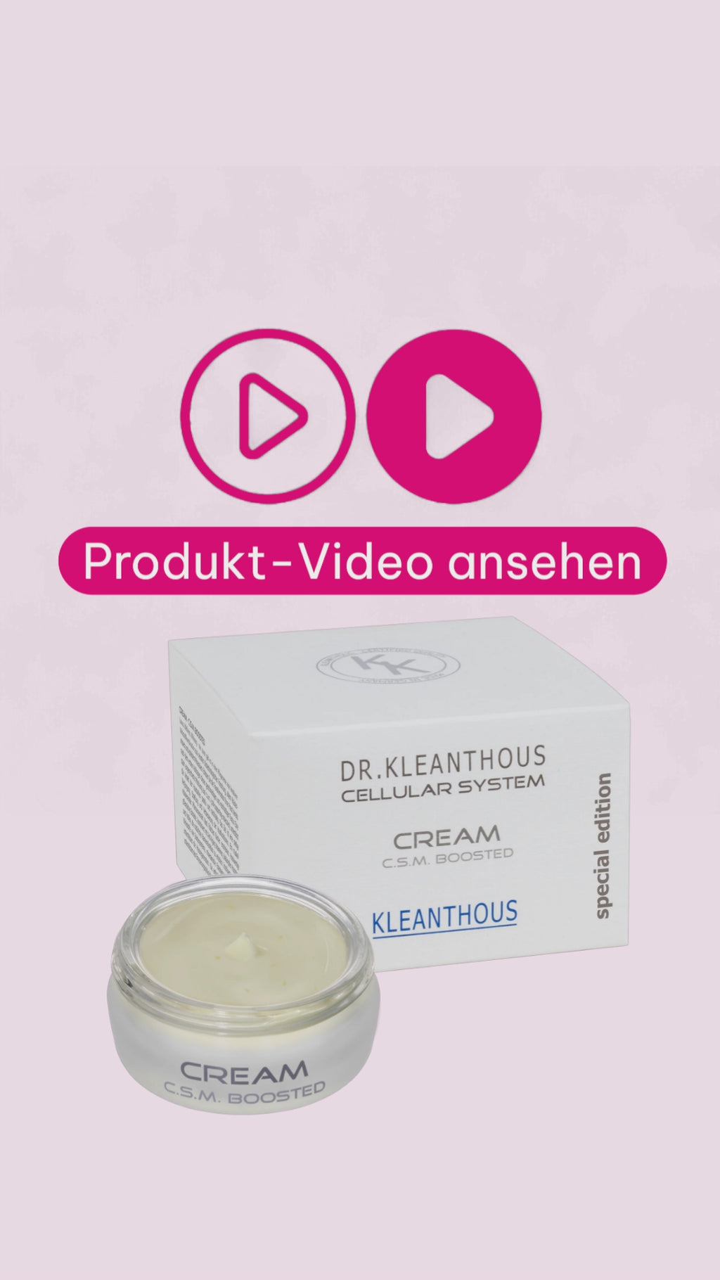 Marco von der Beautymanufactur erklärt die KLEANTHOUS cellular system cream und ihre wissenschaftlich entwickelte Wirkstoffkombination zur Unterstützung von Regeneration und Hautpflege.