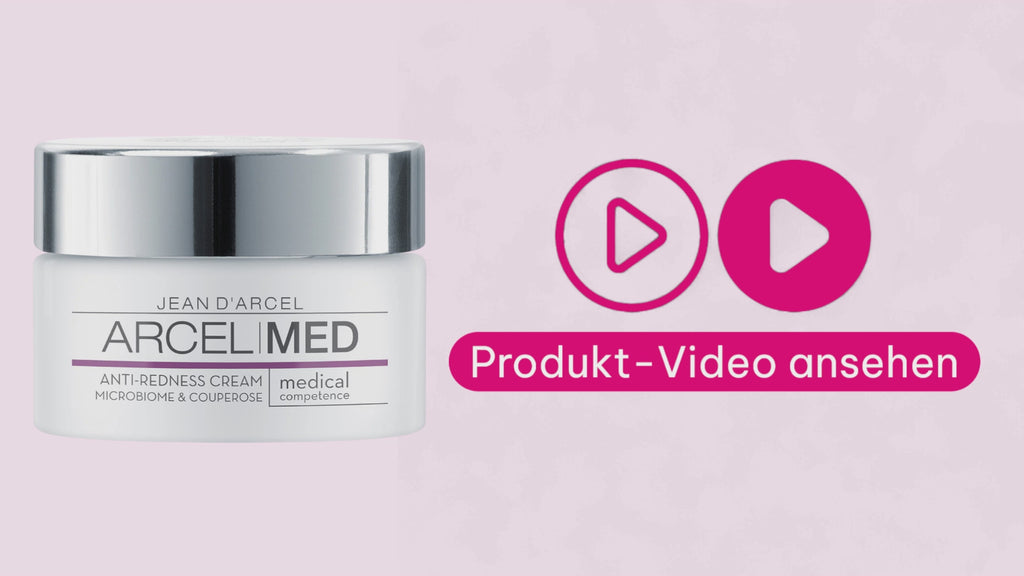 Wissenschaftlich animiertes Video, das zeigt, wie eine Anti-Redness Gesichtscreme beruhigend auf sensible Haut wirkt, sich wie ein Schutzmantel über die Haut legt, sichtbare Rötungen reduziert erscheinen lässt und die Haut widerstandsfähiger gegenüber äußeren Reizen macht.