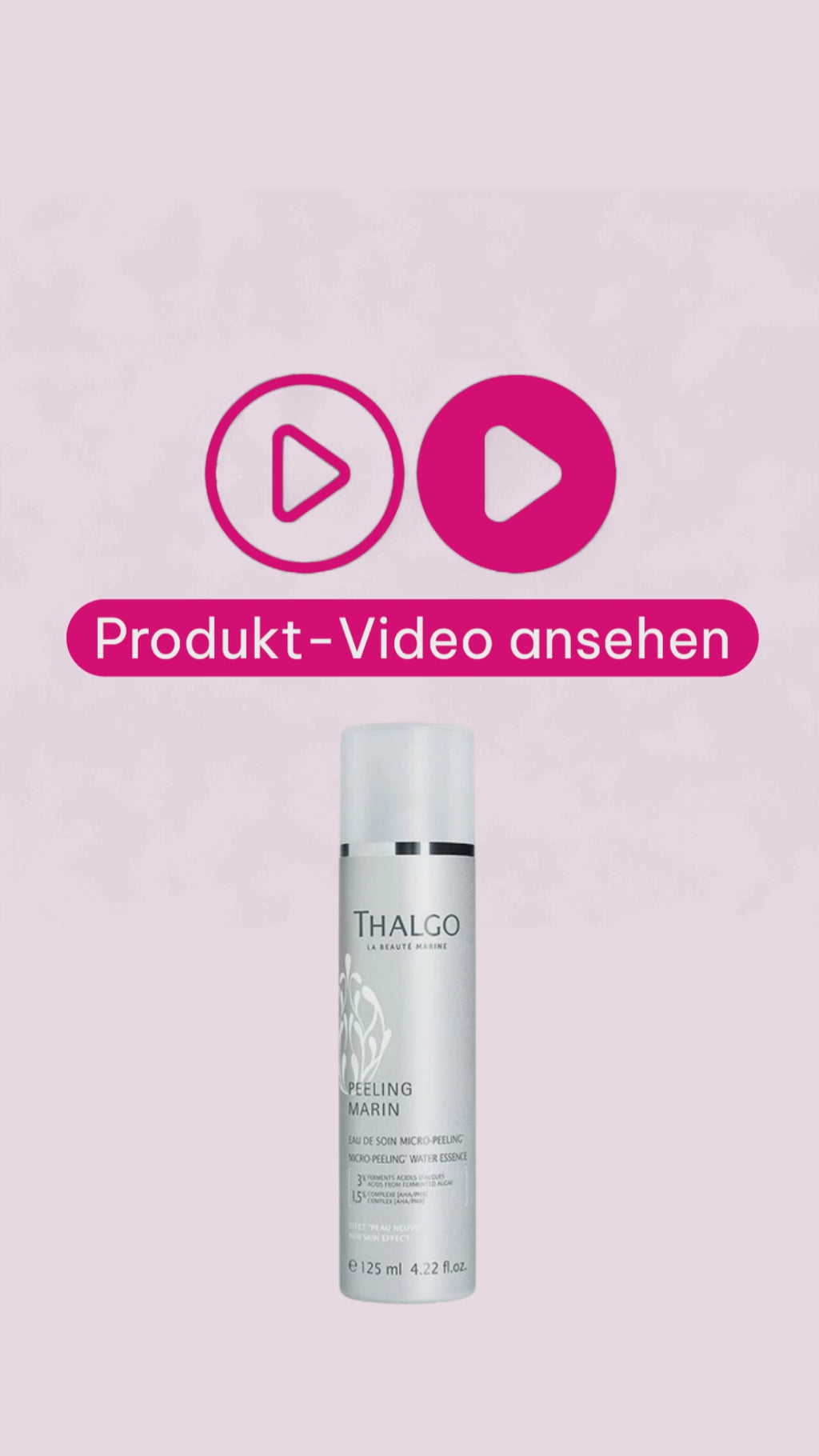 Marco von der Beautymanufactur erklärt die THALGO Peeling Marin Mikro-Peeling Pflegeessenz und stellt das Pflegekonzept mit fermentierten Algen und AHA/PHA-Komplex vor.