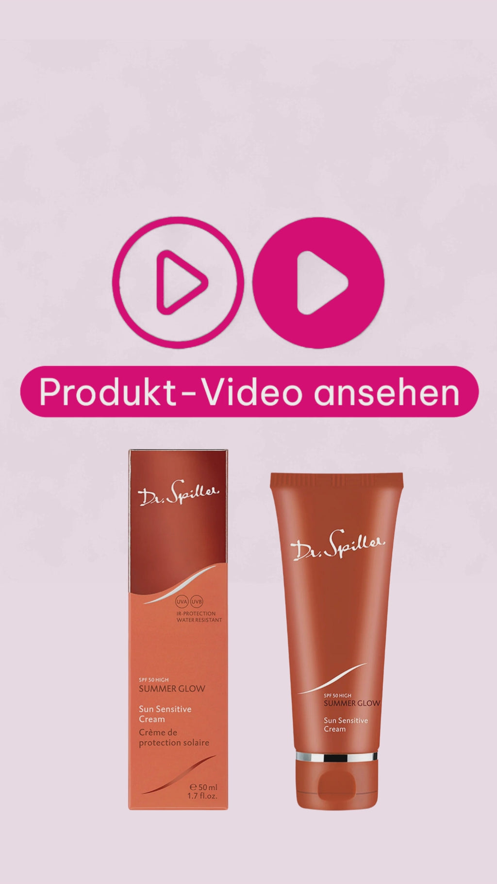 Marco von der Beautymanufactur erklärt Dr. Spiller Summer Glow Sun Sensitive Cream SPF 50 als tägliche Schutzpflege mit Anti-Pollution-Komplex, Aloe Vera, Panthenol und Allantoin.