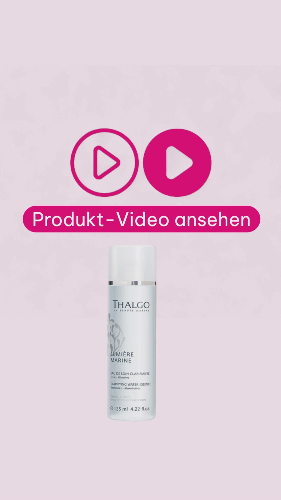 Marco von der Beautymanufactur erklärt die Thalgo Lumière Marine Brightening-Essenz zur Vorbereitung der Haut auf die nachfolgende Pflege und zur Unterstützung eines ebenmäßigeren Teints.