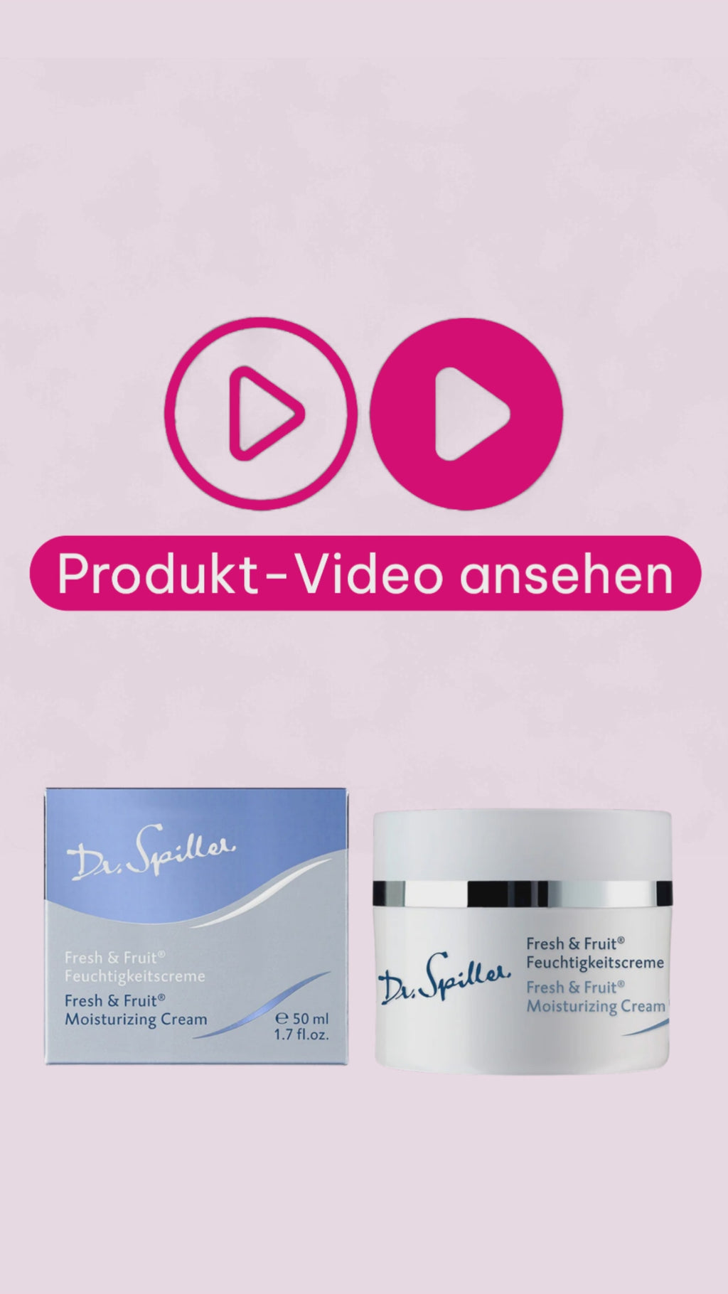 Marco von der Beautymanufactur erklärt Dr. Spiller Fresh & Fruit Feuchtigkeitscreme als Feuchtigkeitspflege mit Hyaluronsäure, Mango-, Papaya- und Ananasextrakten sowie Aprikosenkernöl.