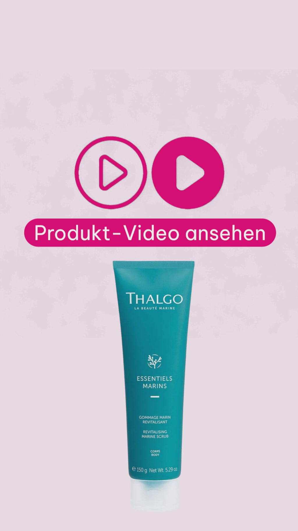 Marco von der Beautymanufactur erklärt das Thalgo Marine Essentials Revitalisierende Körperpeeling mit Peeling-Partikeln aus Silizium und Cellulose sowie Rotalgen- und Ruscus-Extrakt.