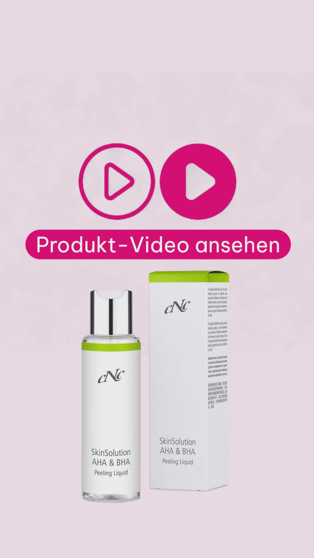 Marco von Beautymanufactur stellt das CNC SkinSolution AHA & BHA Peeling Liquid vor und erklärt die klärende, porenverfeinernde Wirkung bei öliger und unreiner Haut.