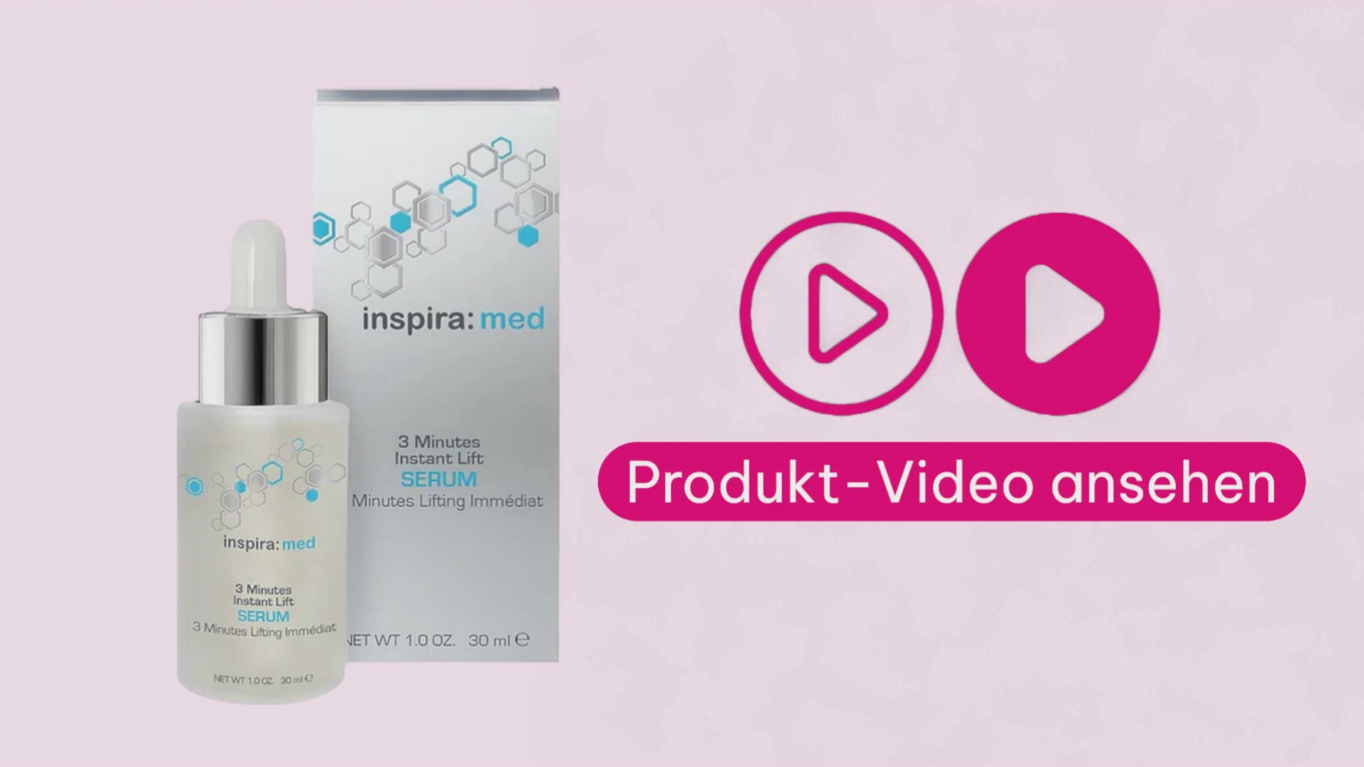 Video-Erklärung von Marco zum inspira:med 3 Minutes Instant Lift Serum. Er zeigt das Serum, beschreibt die wichtigsten Inhaltsstoffe, erklärt die Anwendung und gibt einen Eindruck davon, wie das Produkt für ein frischer und glatter wirkendes Hautbild eingesetzt werden kann.